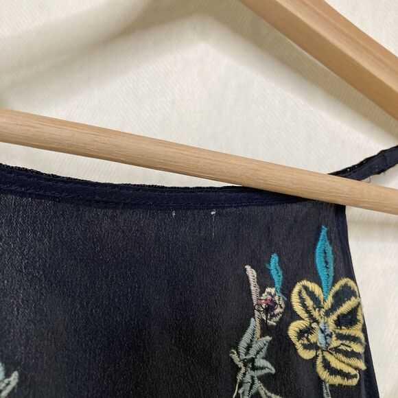 Calypso St. Barth Rodru Floral Embroidered Maxi Silk Dress Handkerchief Hem XL - Picture 14 of 15